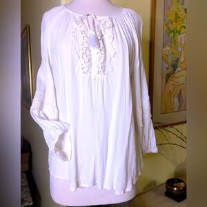 Joie ivory rayon peasant blouse